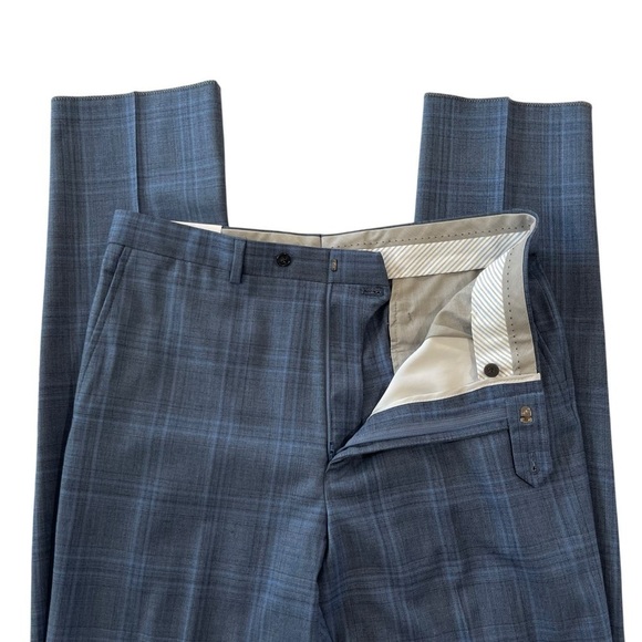 Hart Schaffner Marx 2 Piece Suit Mens 40L 34W Blue Wool Plaid Chicago Fit  $795 - Picture 13 of 16